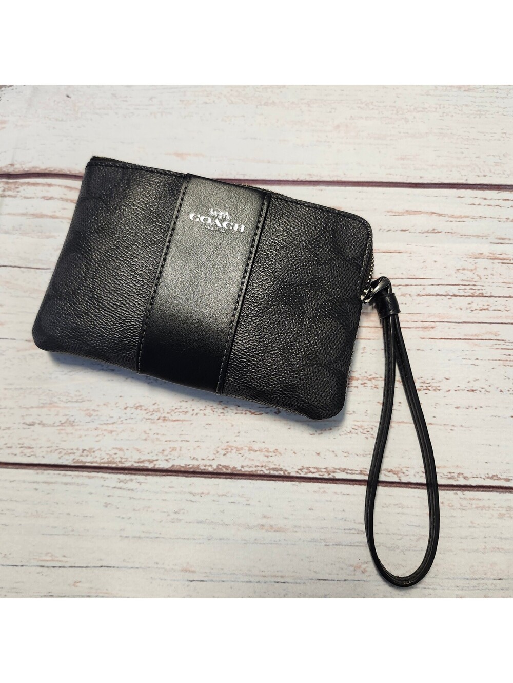Coach Black Leather Wristlet Wallet